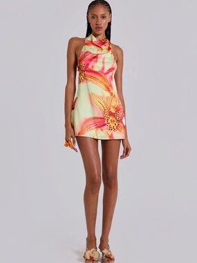 Jaded London Lucia Backless Mini Dress with Flower Detail - US 6